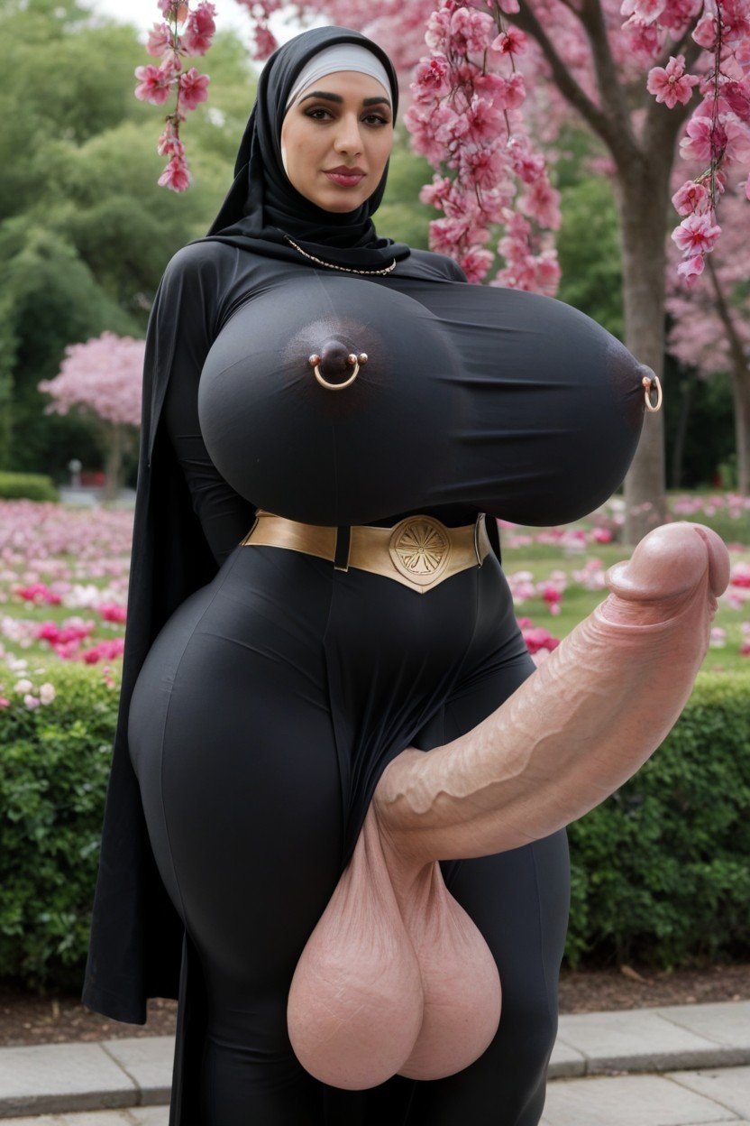 胸の拡大, Huge Bulging Cock Inside Clothes, Hyper Gigantic BreastニューハーフAIポルノ