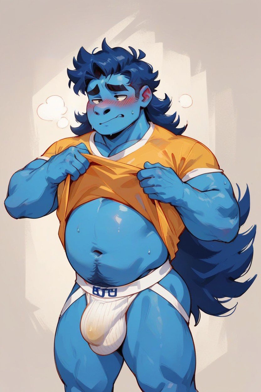 Jockstrap, Sweaty Socks, Blue SkinゲイAIポルノ