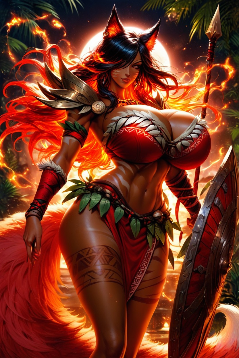 Dark Tan Skin, 18+, Ahri Hentai AI Porn