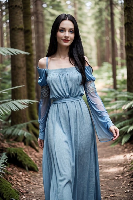 Forest Glade, Black Hair, Pale Skin Woman Furry AI Porn