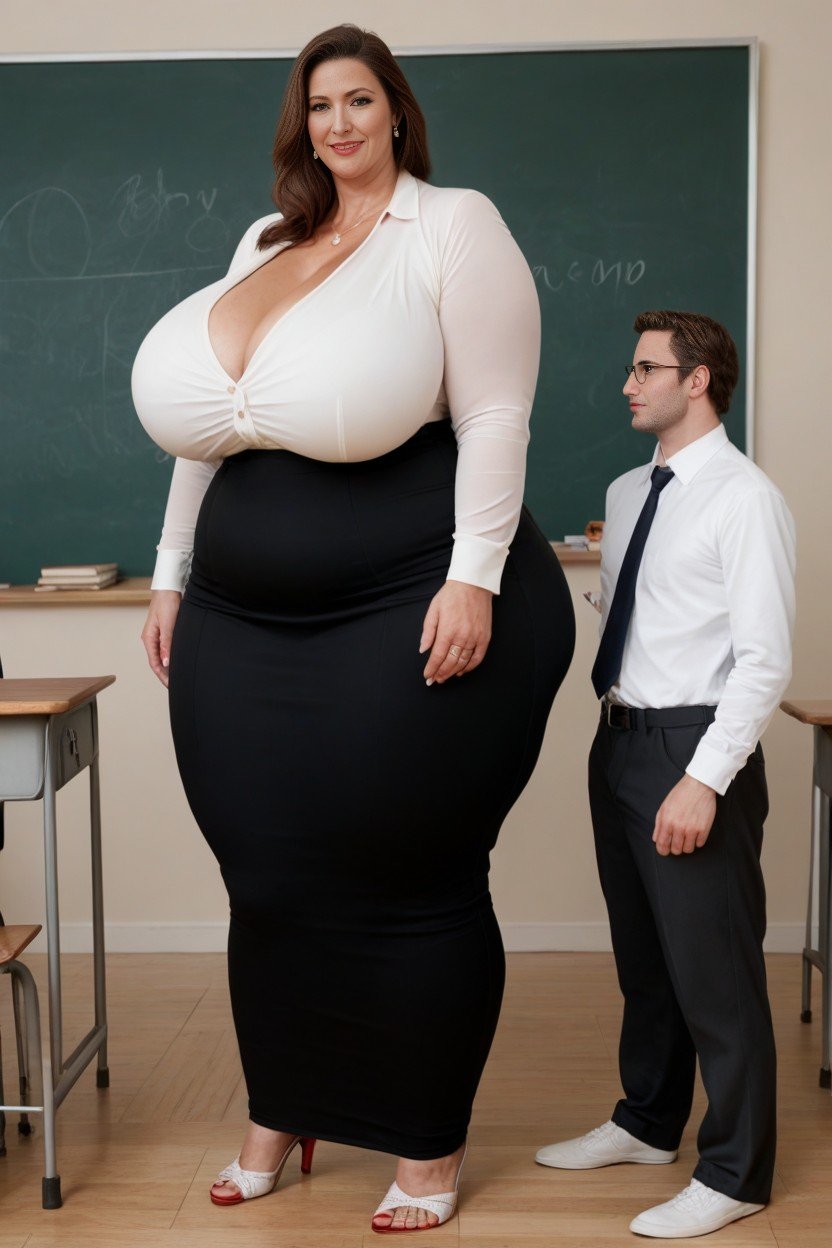 Much More Taller Milf, Extremely Tall Woman, Taller Woman Standing Next White Man Shemale AI Porn