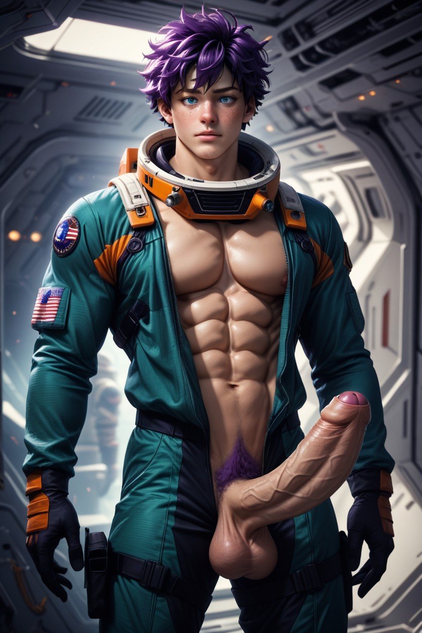 Spaceship, Pecs, Blue Eyes Pornografia gay com IA