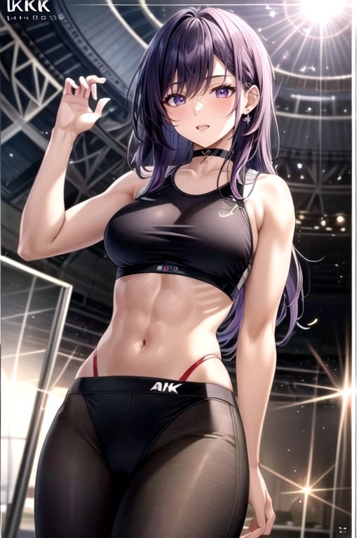 Abs, Purple Hair, Dynamic Athletic Pose Furry AI Porn