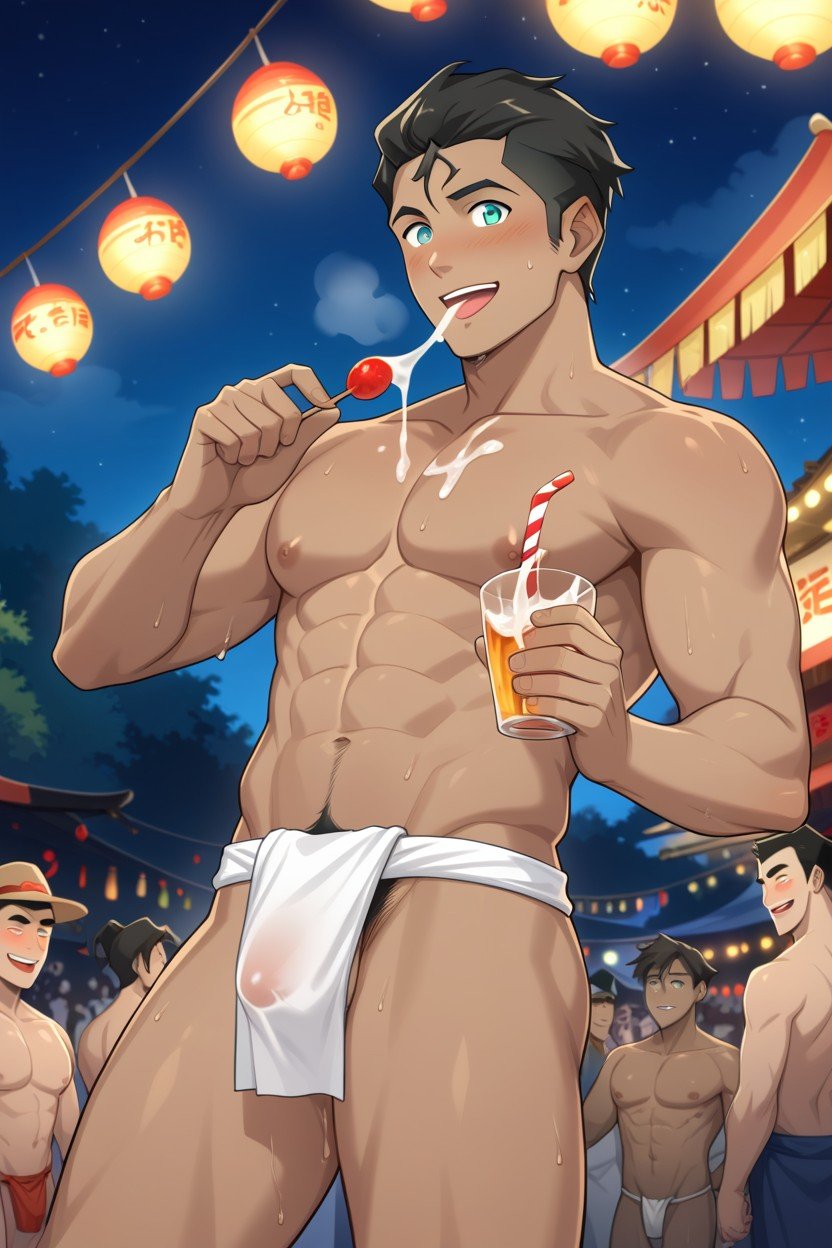 Shirtless, Firework On The Sky, Fundoshi AI Gay Porn