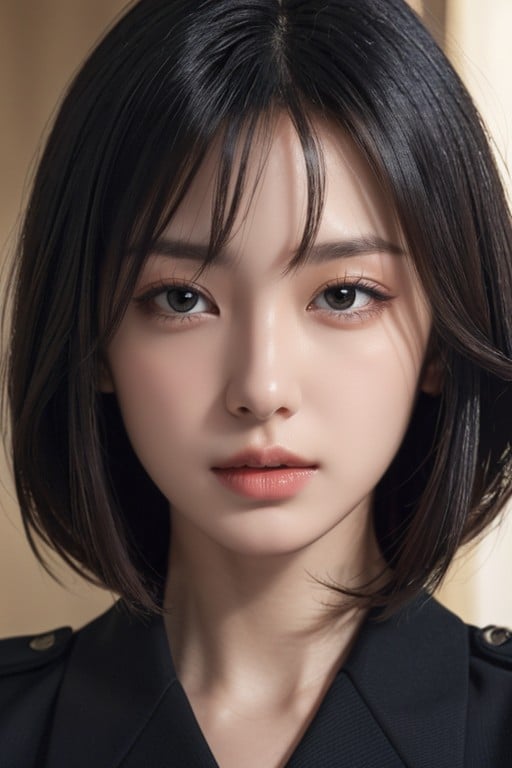 Close Up, Bob Haircut, Open Mouth아시아 AI 포르노