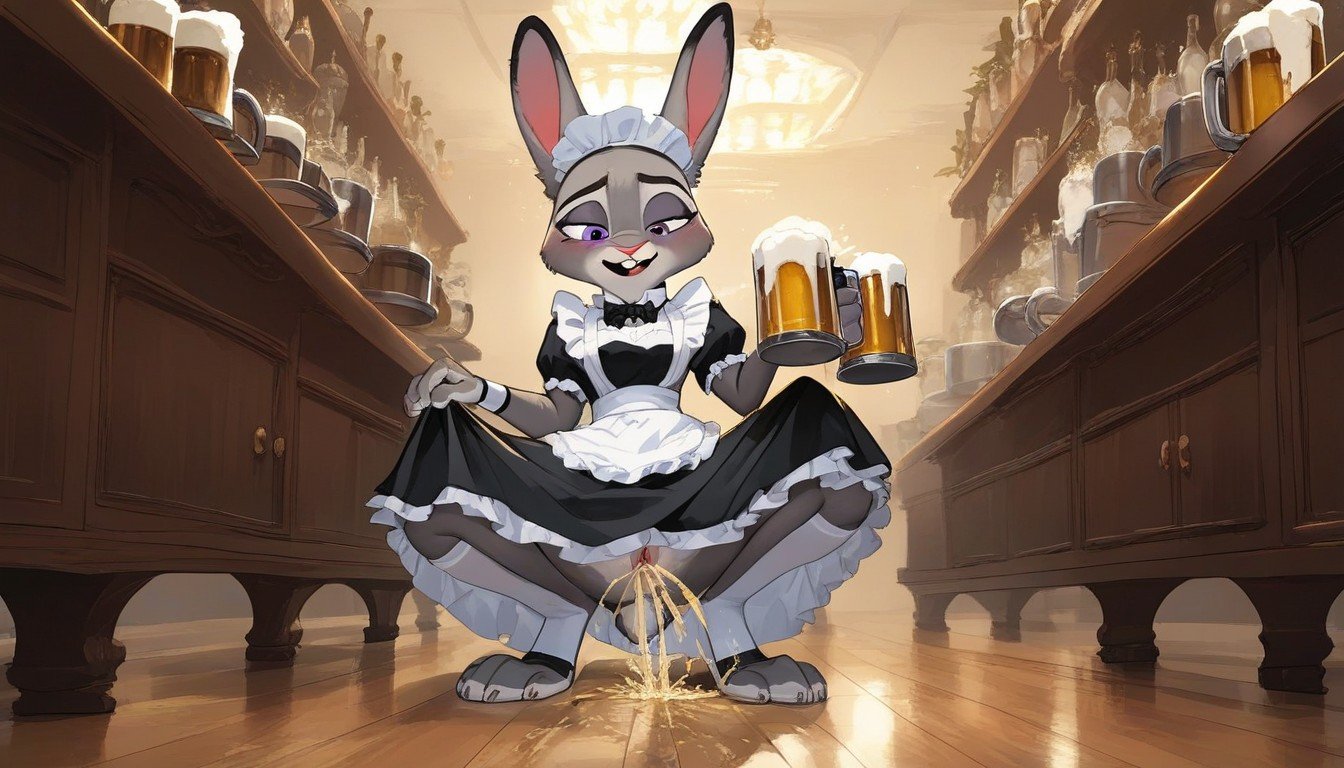 Pissing In Cup, 18+, Judy Hopps Knotted ShemaleファーリーAIポルノ