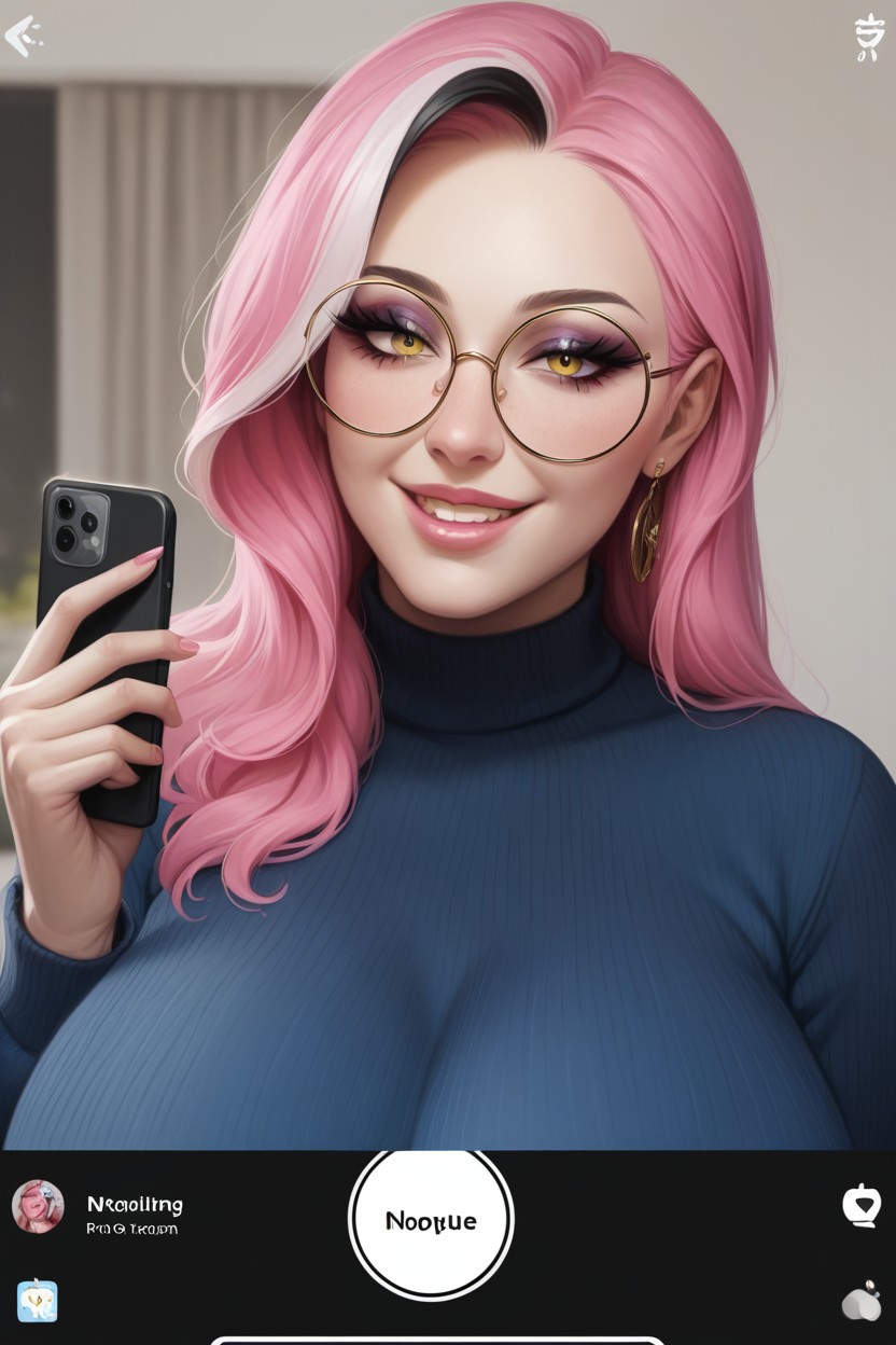 Iphone Screen Pov, Yellow Eyes, Blue Sweater Hentai AI Porn