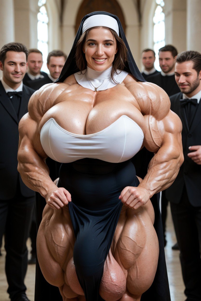 Incredibly Strong And Tall, Huge Muscles, Huge Breasts Shemale AI Porn