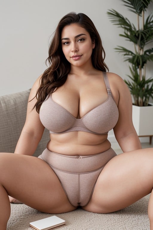 Massive Breasts, Colored Clothes, Sitting Down Legs Spread Shemale AI Porn