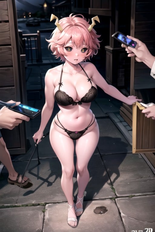 Ashido Mina (my Hero Academia), Dressed As A Nun With Lingerie And Thong In Doggy Style And Another Standing Full Body With Her Breasts Out, 18+ AI Gay Porn