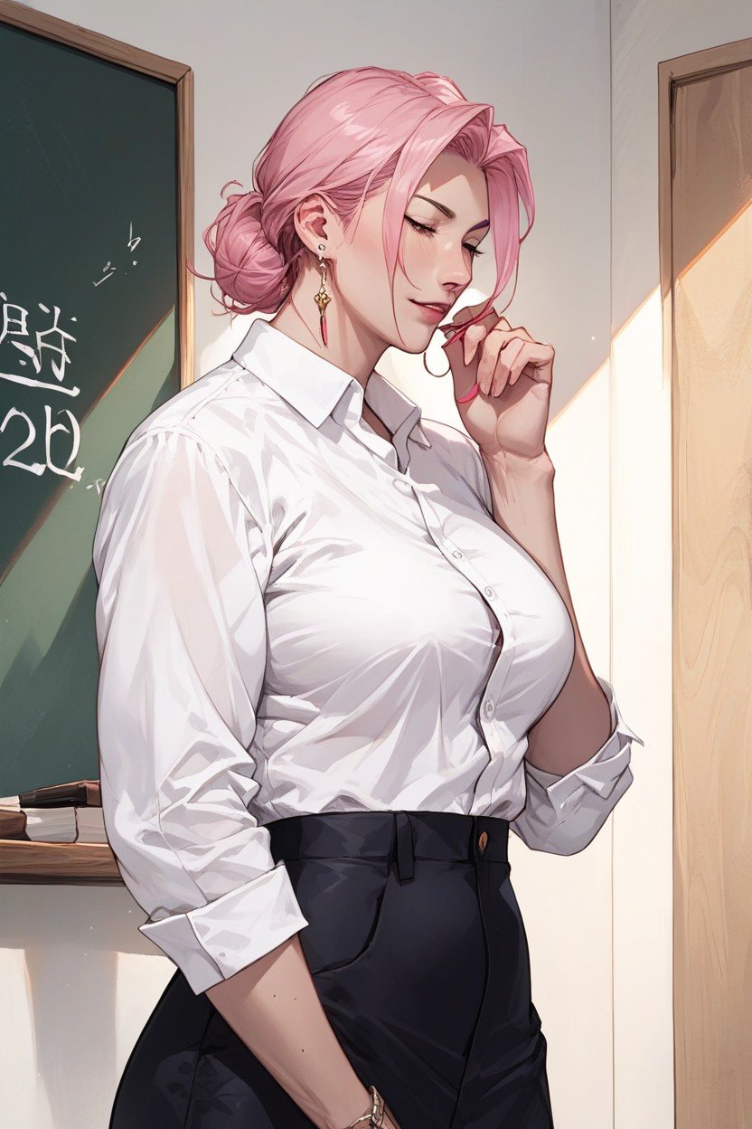 18+, Pink Hair, Classroom Furry AI Porn