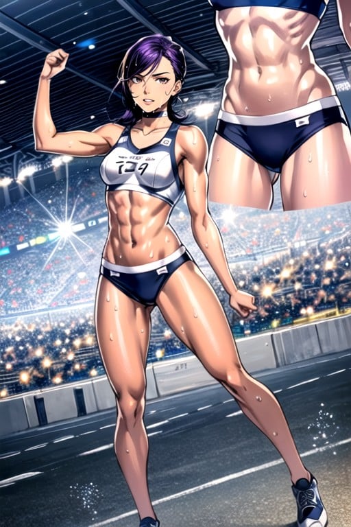 小さな胸, Dynamic Athletic Pose, Muscular DefinitionヘンタイAIポルノ