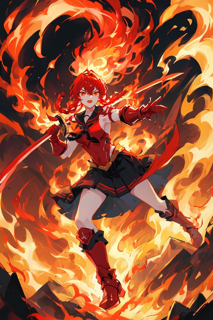 18+, Fire Blazing Around, Black Sailor SkirtAI黄漫