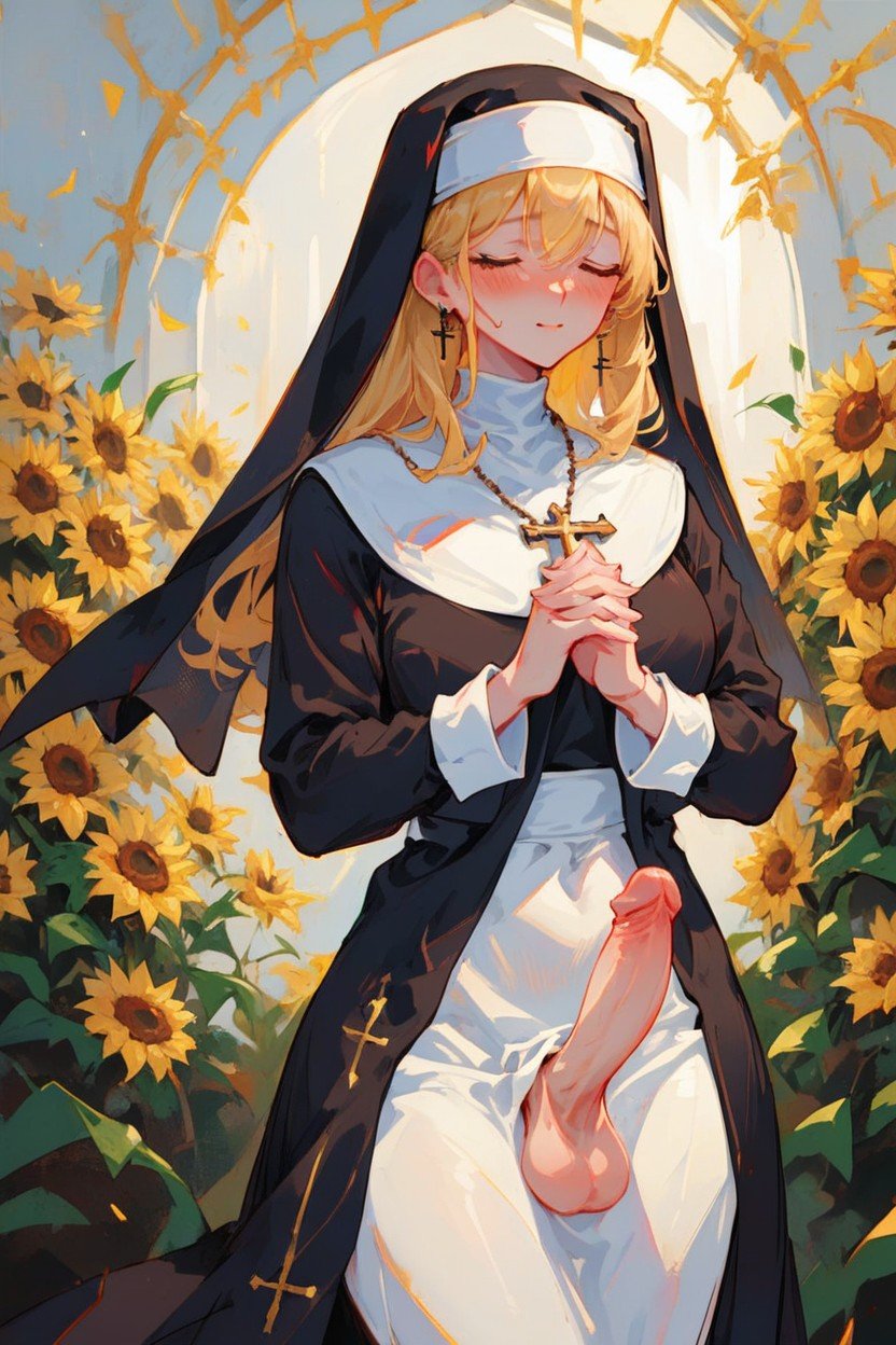 Nun, 18+, Sunflower Field Shemale AI Porn