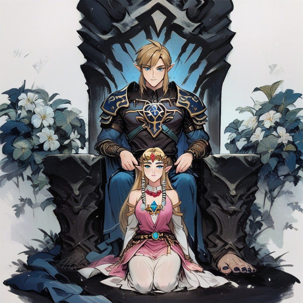 Kneeling Link In Front Of Zelda's Thronemaster Sword On Back, 18+, Link Kneeling In Front Of ThroneHentai IA