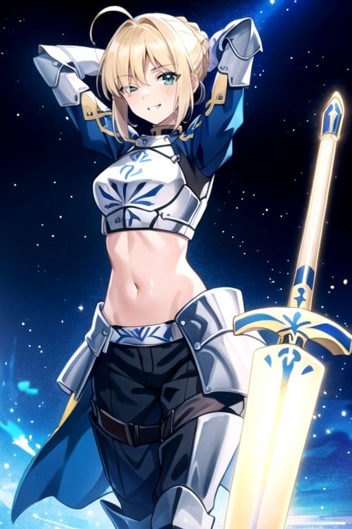 Artoria Pendragon, Brazos Arriba, GuiñoPorno asiático IA