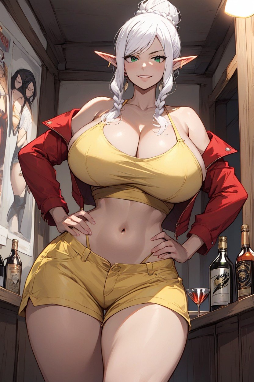 Elf Female, Bar, Hands On Hips Furry AI Porn