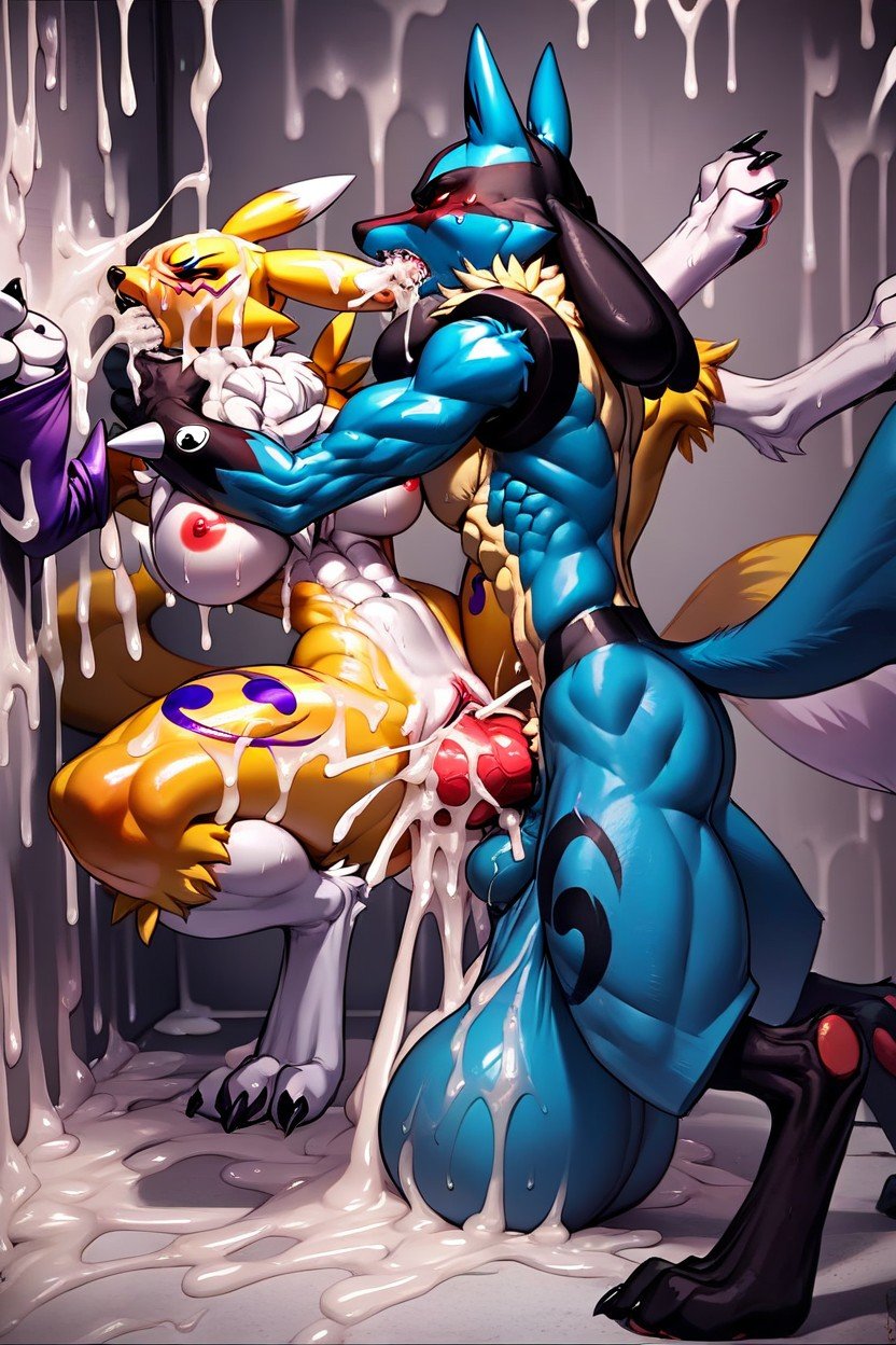 Angry, Lucario Fucking Renamon, Rough Sex Furry AI Porn