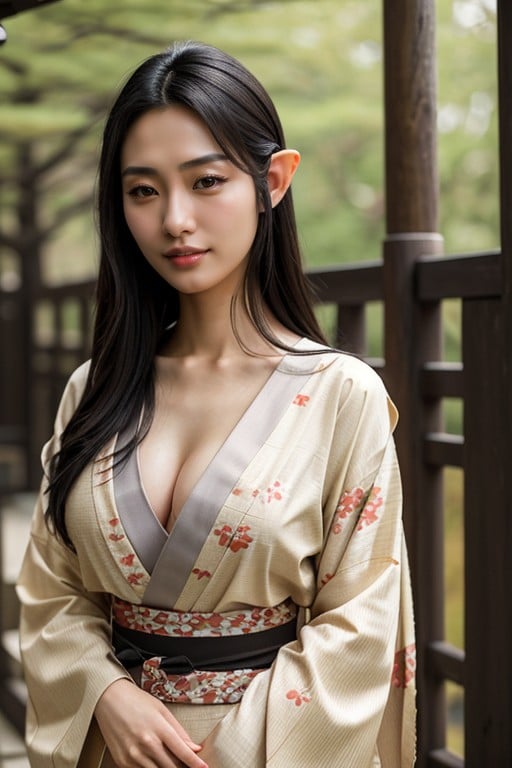 Brown Eyes, Large Breast, Kimono Shemale AI Porn