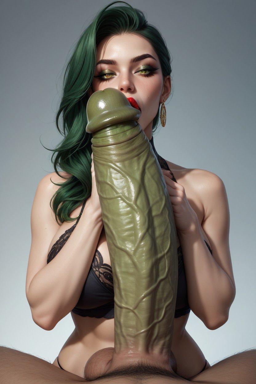 超巨大, Beautiful Woman Sucking An Ugly Orcs Green Penis, 18+AI黃漫