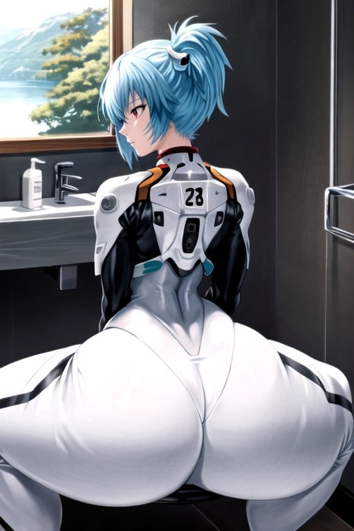 Ass Visible, Bathroom, Extremely Large Ass Hentai AI Porn