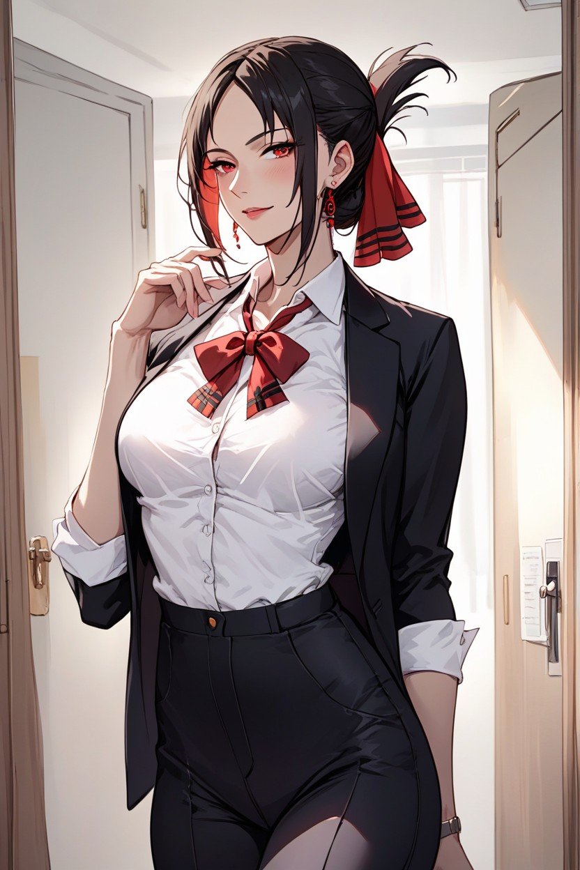 Skinny, Small Breasts, Red Tie Hentai AI Porn