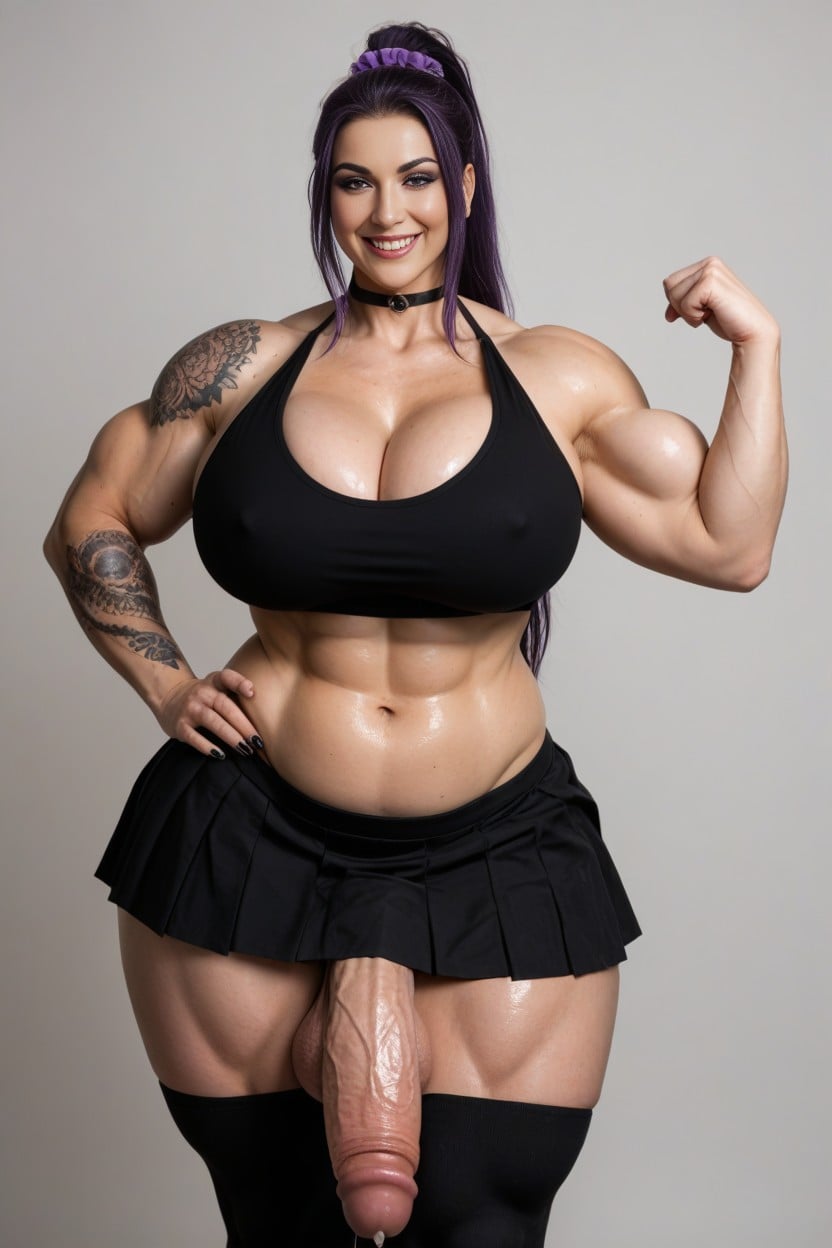 Wide Shoulders, Incredibly Powerful Goth Muscle Mommy Bbw, Ssbbw AI Porn