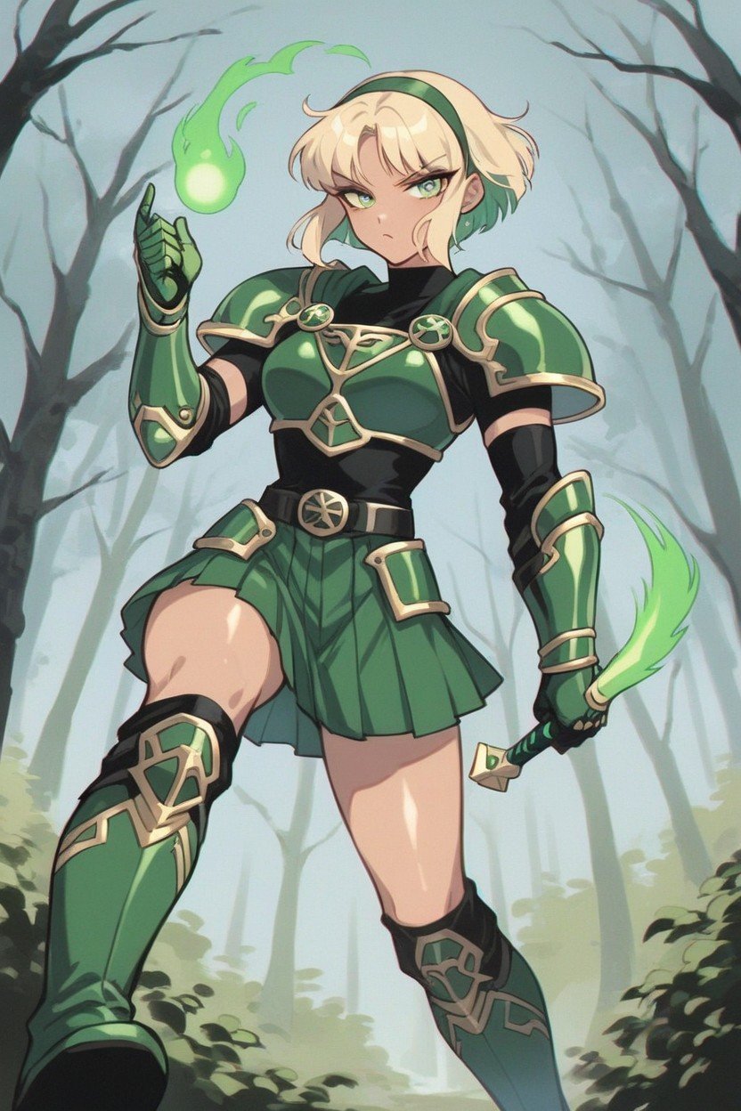 Green Armour, Corte Bob, Culo PequeñoHentai IA