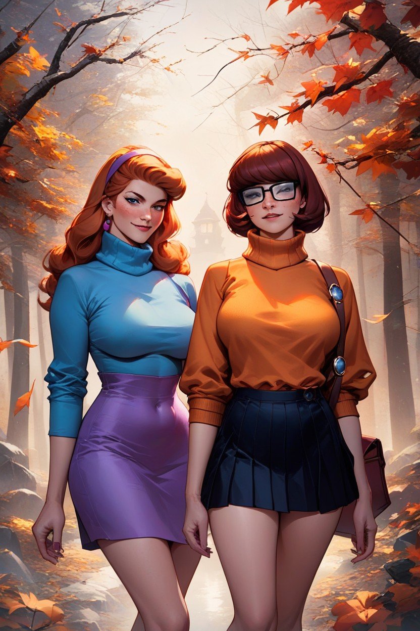 Velma Dinkleyscooby Doo, Daphne Blakescooby Doo, Two Females Travesti IA Pornô