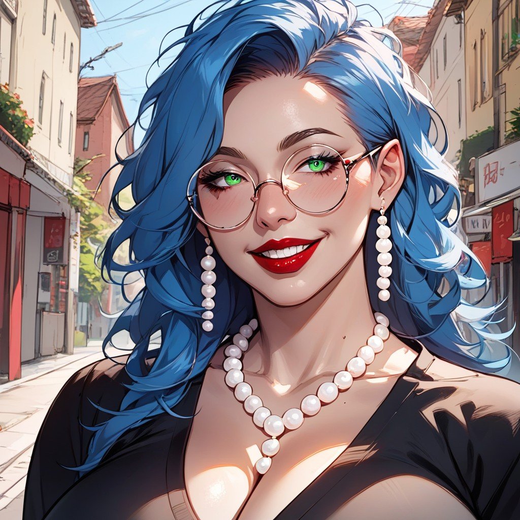 Pearl Necklace, De Rodillas, Red LipstickHentai IA