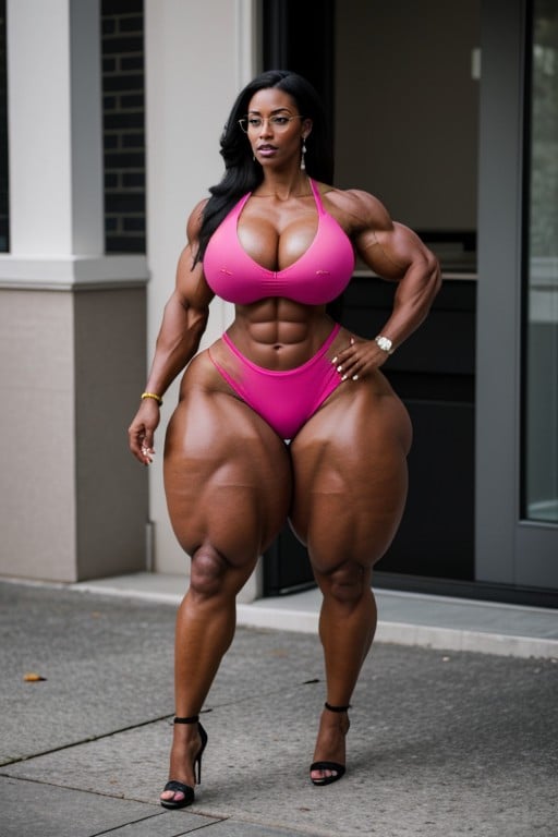 Ultra Muscular, Thick Curvy Muscular Woman, Dark SkinAI國產黃片