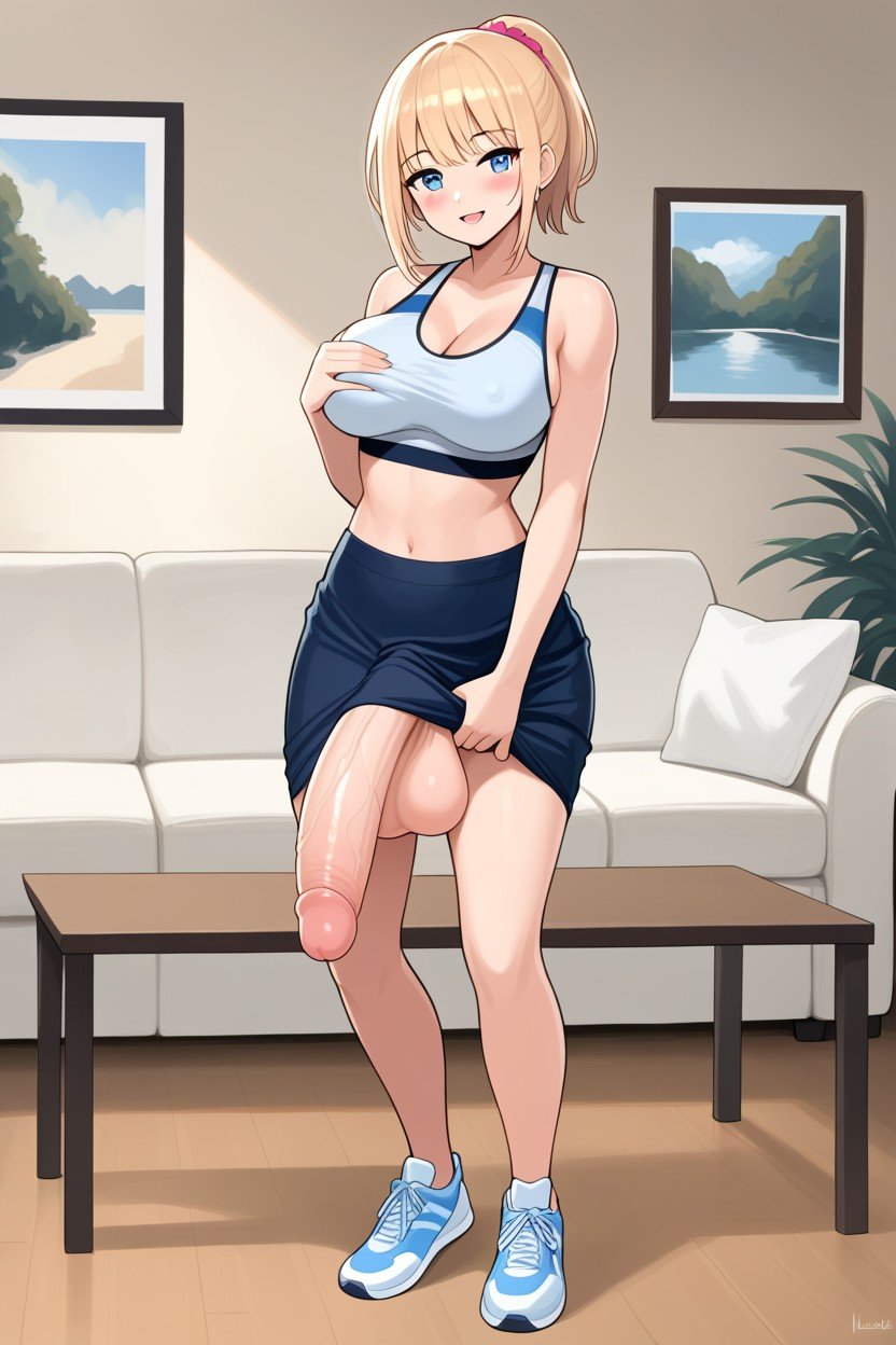 Lifting Skirt, 거실, 짧은 머리쉬메일 AI 포르노