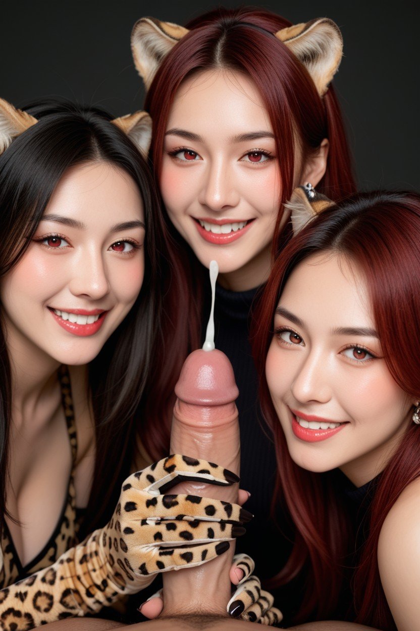 Large Cum Shot, 장난스런 얼굴, Red Eye Shadow아시아 AI 포르노