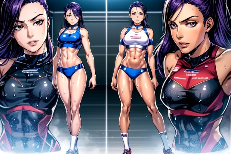 Detailed Background Of A Stadium For Athletes, A British Woman, 汗だくニューハーフAIポルノ