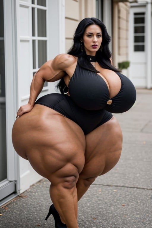 Hourglass Figure, Beautiful Goddess, Hyper Gigantic Massive Muscles Woman人妖AI色情