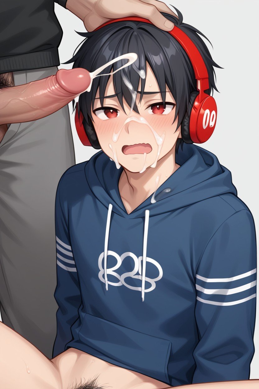 Very Short Hair, Headphones, 18+ AI Gay Porn