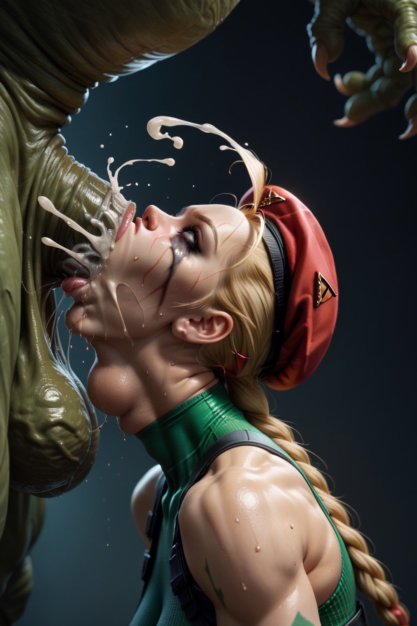 Focus On Cammy White, Eyes Rolling, Saliva人妖AI色情