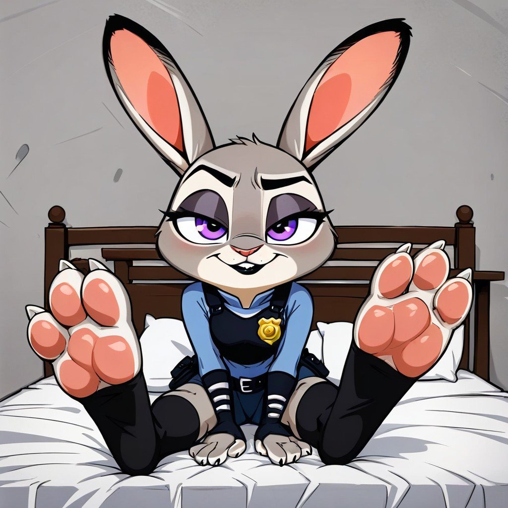 Smug, Police Outfit, Cartoon Rabbit Soles퍼리 AI 포르노