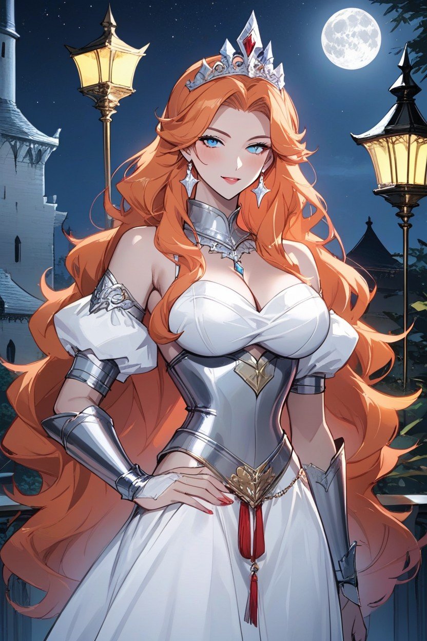 Super Waist, White Armor And Dress, Beautiful Detailed Face Pornografia peluda com IA