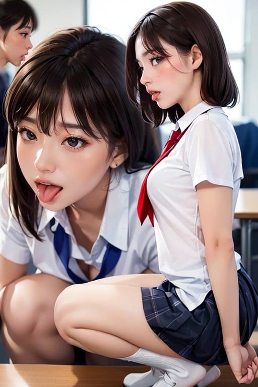 Her Mouth Is Open Wide With Tongue Out, 教室, MischievousAI國產黃片