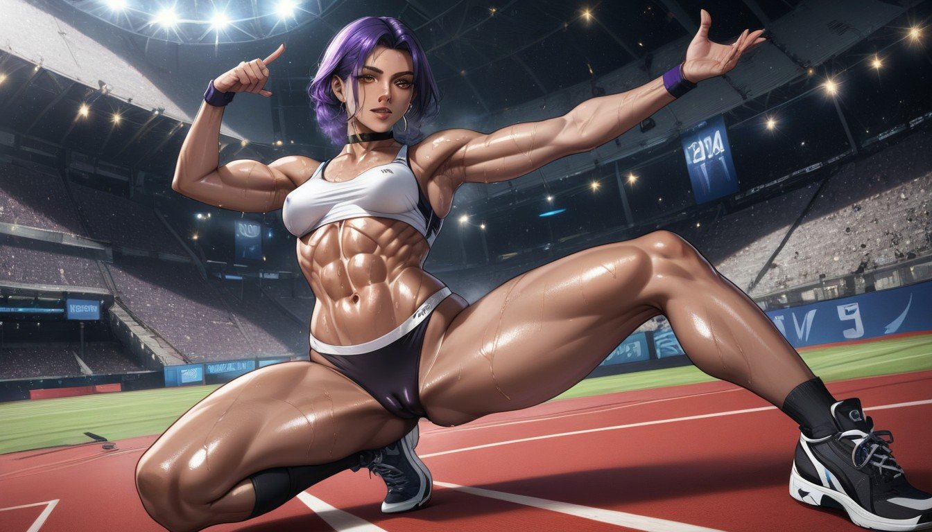 Purple Hair, Ultra Violet Hair, Camel Toe Hentai AI Porn