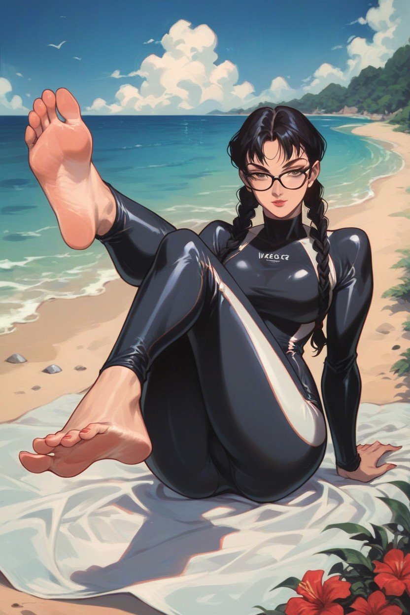 Wetsuit, Toes, French FemalePorno IA Hentai