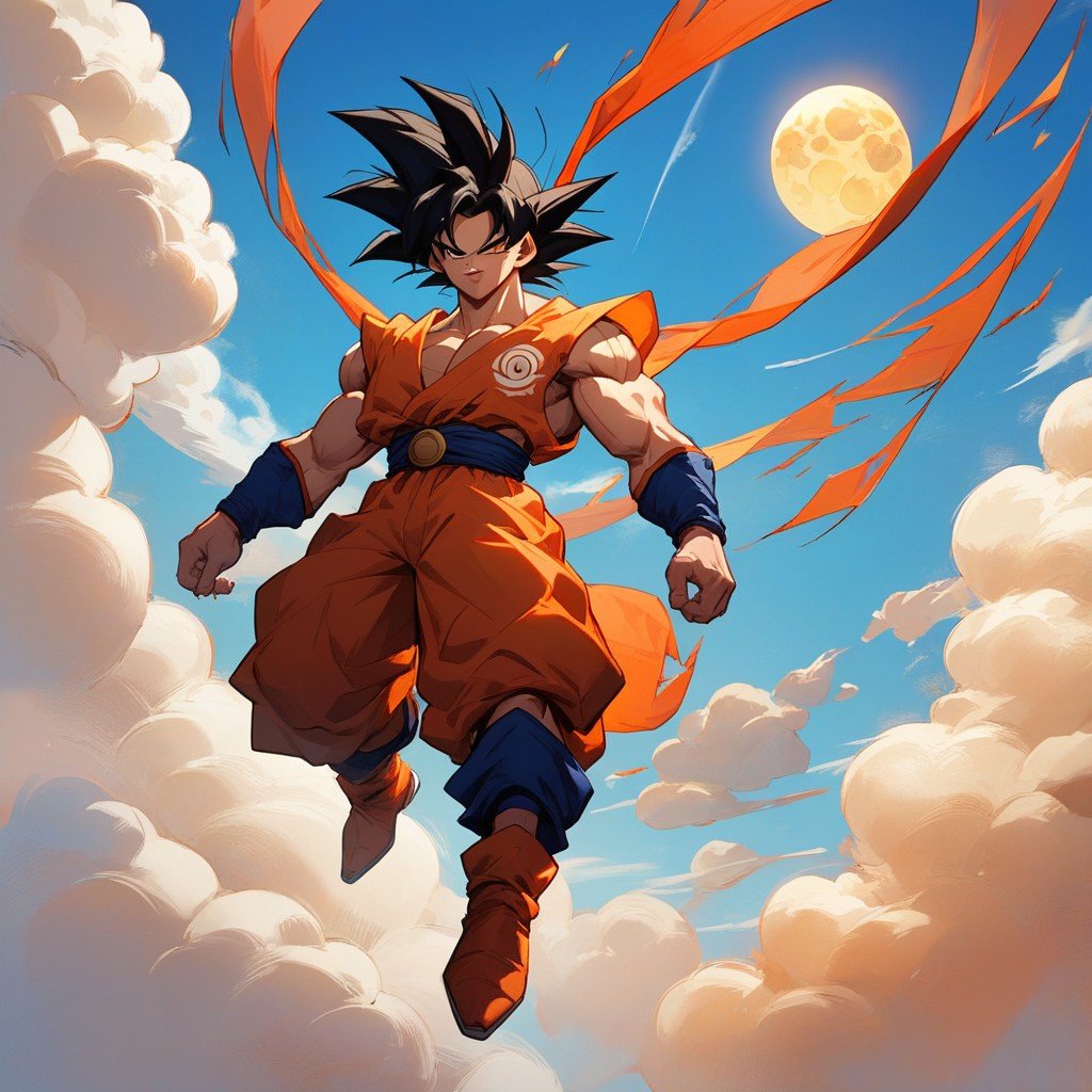 18+, Goku Standing On His Flying Yellow Nimbus, Goku From Dragon Ball Standing On His Flying Cloud쉬메일 AI 포르노