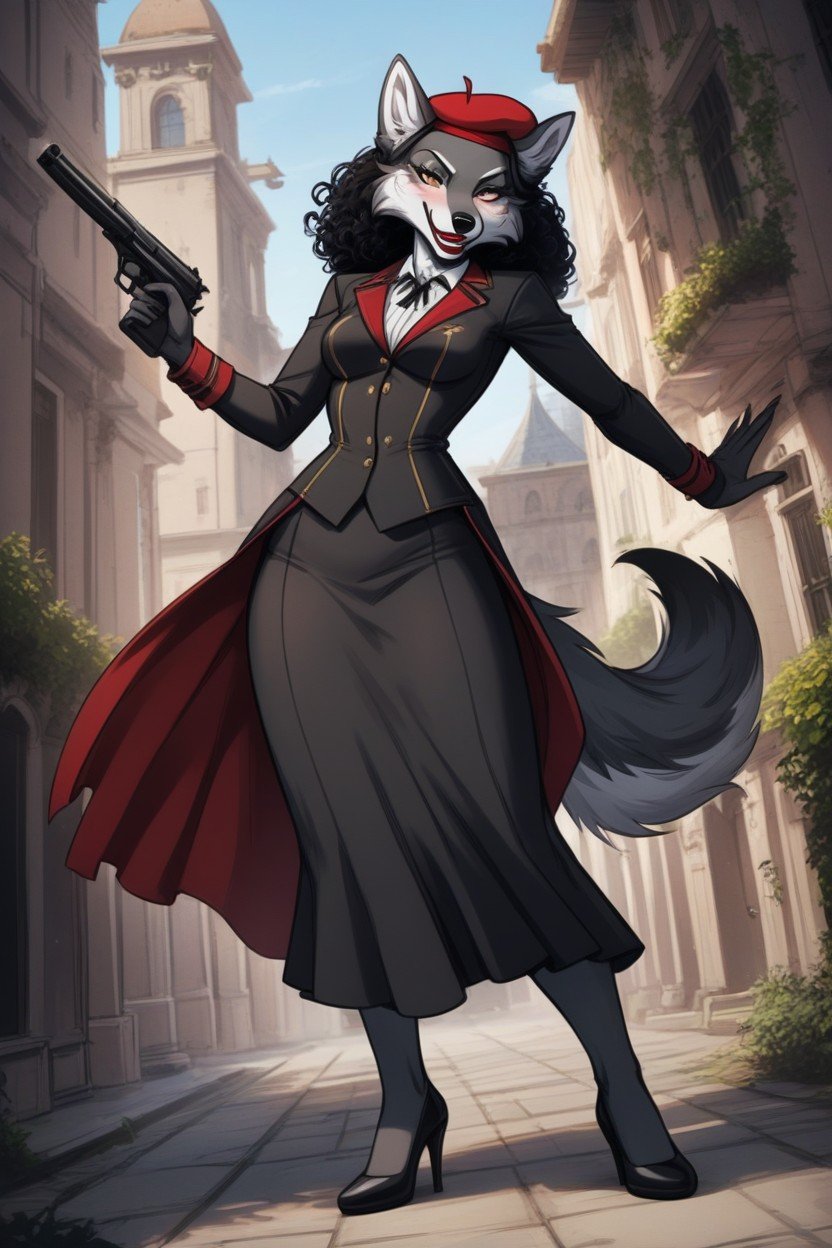 Black Skirt, Gun, 20+ Furry AI Porn