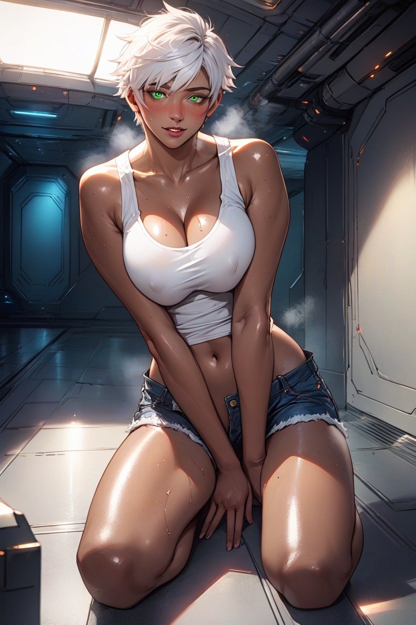 Tight Tank Top, Pechos Redondeados, Detailed FaceHentai IA