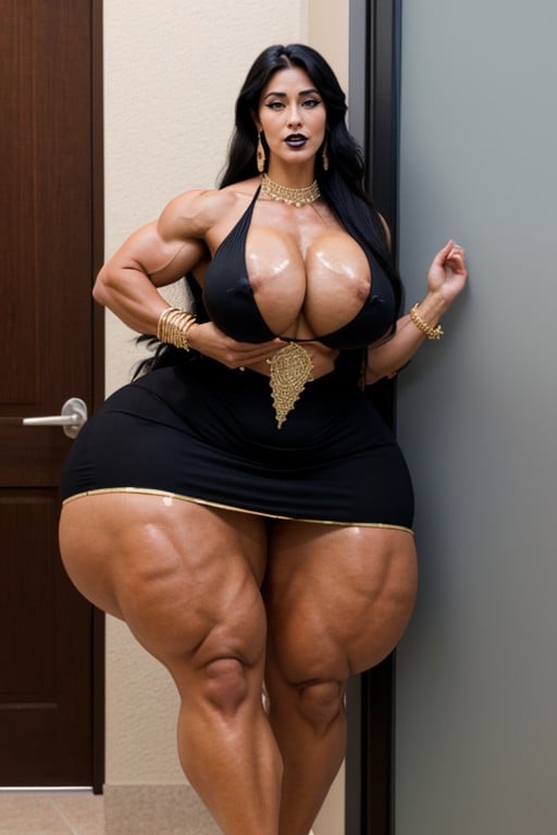 Lustful Expression, Thick Curvy Muscular Woman, Tall Travesti IA Pornô