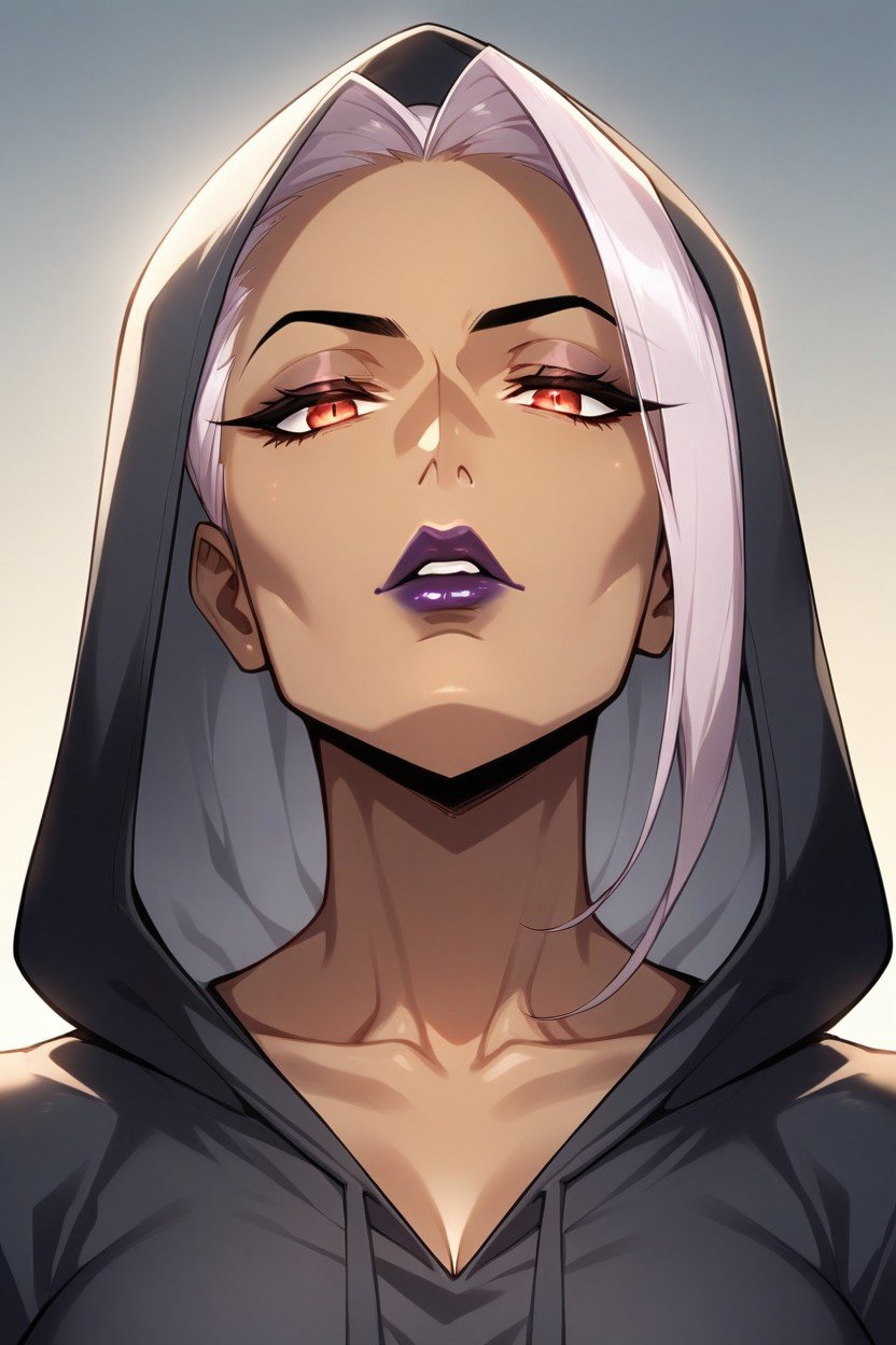 Pouty Lips, Hooded Sweatshirt, Close Up Face And BreastsPorno IA Hentai