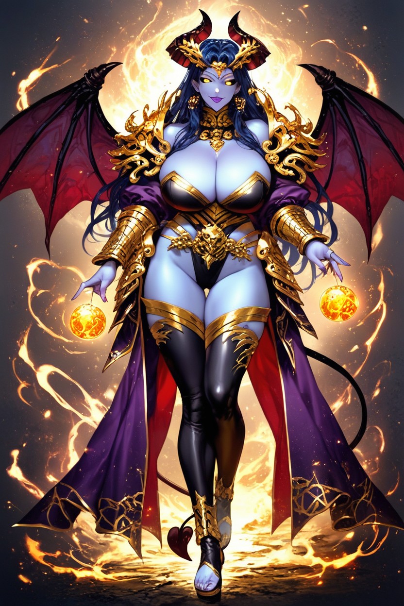 Astaroth From Shinra Bansho, Sexy Pose, Black Metal Anklets Hentai AI Porn