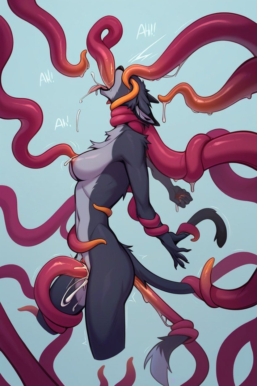 Tentacles Wrapped Around Head, Verbal Sound Effects, GaggingゲイAIポルノ