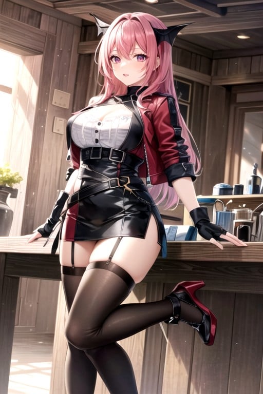 Like A Dragon Series, Open Biker Jacket, Tight Skirt Hentai AI Porn